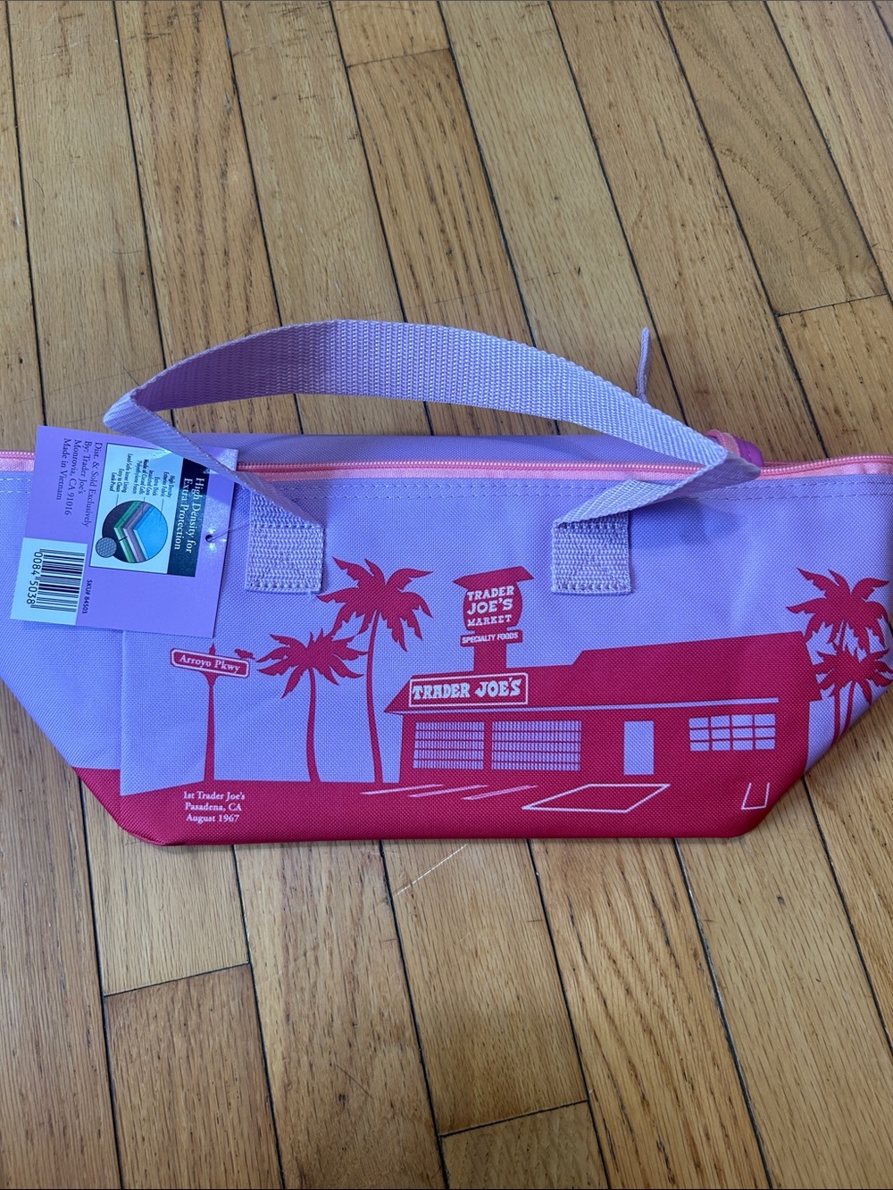 Trader Joe's Lavender and Red Tote Bag